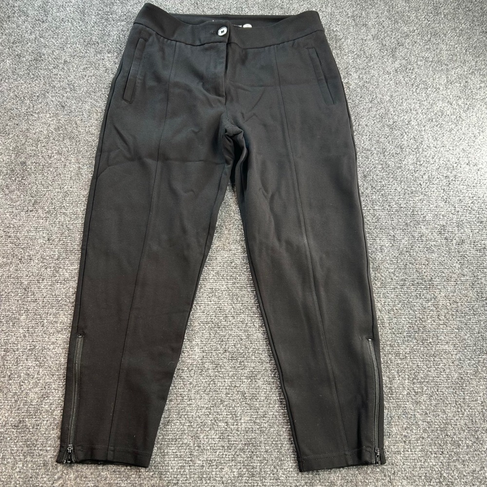 Betabrand Dress Pant Yoga Pants Womens M Short Petite Black Ankle Zip Tapered